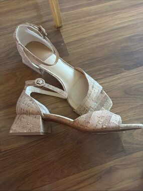 Alex Marie Metallic Cork Block Heel Sandals - Gold